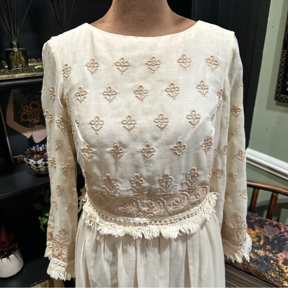 Vintage 1950s Julie Miller California Lace & Embroidered Dress No Size Tag (Fi View 2